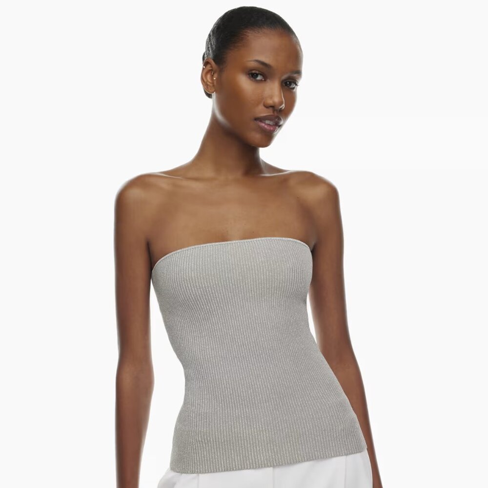 Aritzia Babaton Tube Top Sculpt Knit Silver